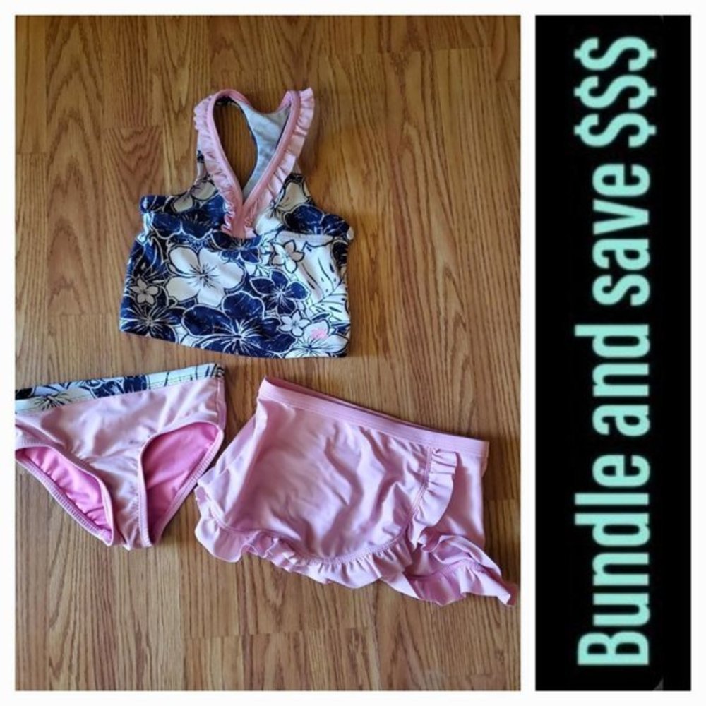 Pink Blue 3 Piece Bikini Size 4  Coverup‎ Zero Xposure